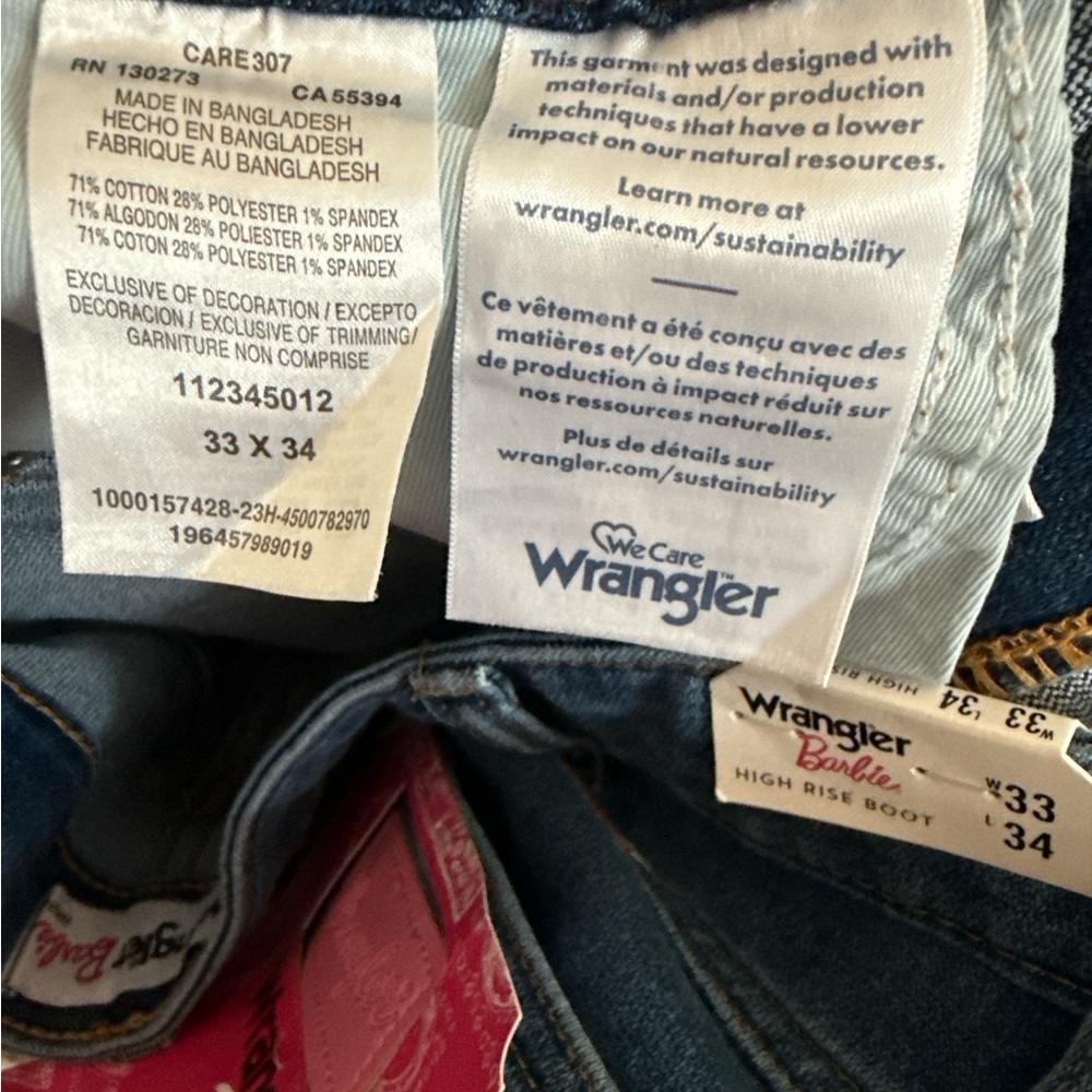 Wrangler Barbie X Wrangler Westward High Rise Bootcut Jeans Size 33x34 NWT - Picture 6 of 7